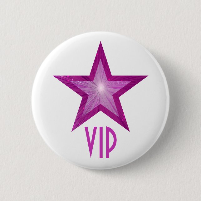 Pink Star 'VIP' button white (Front)