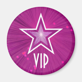 Pink Star 'VIP' fridge magnet round