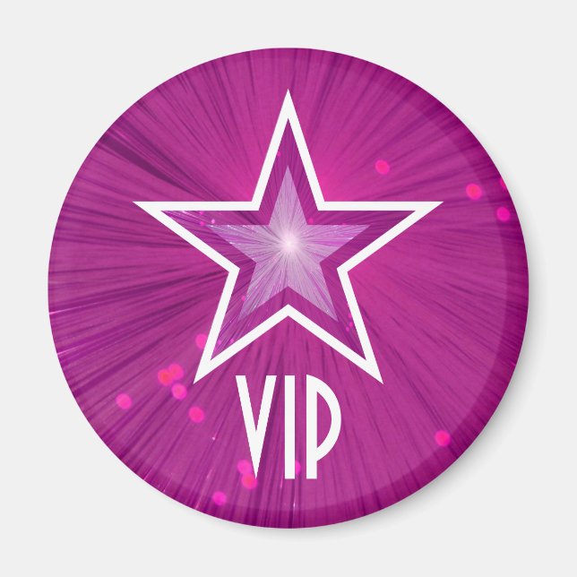 Pink Star 'VIP' fridge magnet round (Front)