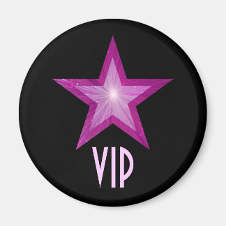 Pink Star 'VIP' fridge magnet round black