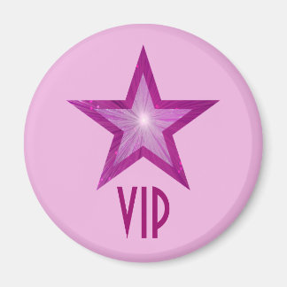 Pink Star 'VIP' fridge magnet round pale pink
