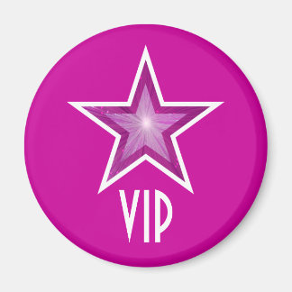 Pink Star 'VIP' fridge magnet round pink