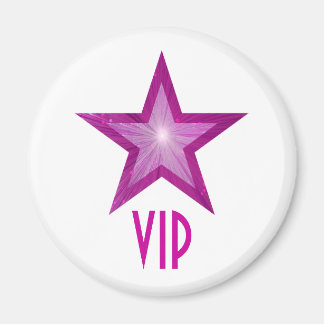 Pink Star 'VIP' fridge magnet round white