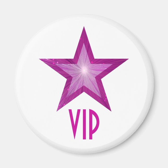 Pink Star 'VIP' fridge magnet round white (Front)