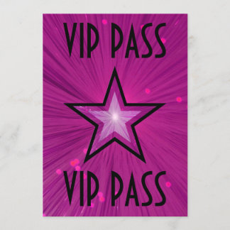 Pink Star 'VIP PASS' invitation black