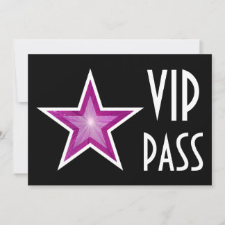 Pink Star 'VIP PASS' invitation black horizontal
