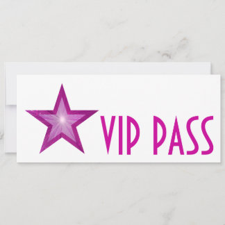 Pink Star 'VIP PASS' invitation white long