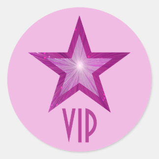Pink Star VIP round sticker pale pink