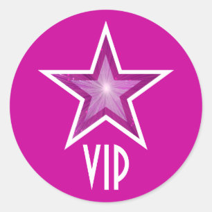 Pink Star VIP round sticker pink