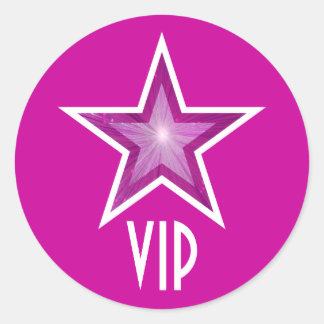 Pink Star VIP round sticker pink