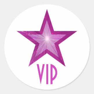 Pink Star VIP round sticker white