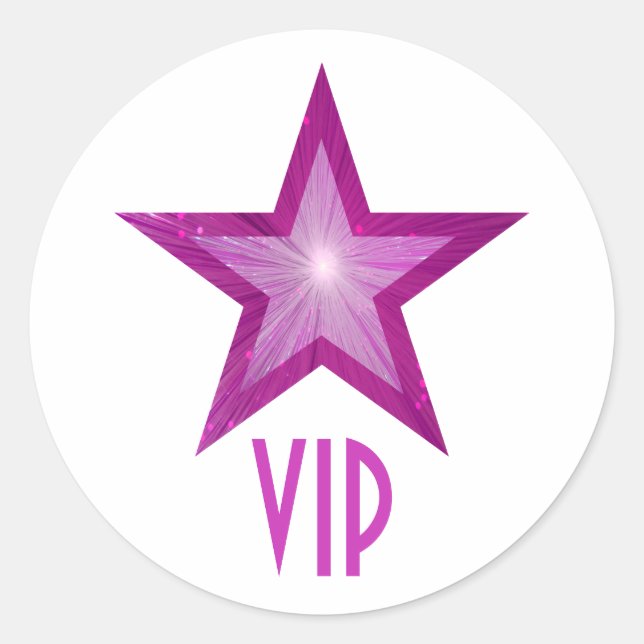 Pink Star VIP round sticker white (Front)