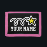 Pink star wallet for girls | Personalizable name<br><div class="desc">Pink star wallet for girls | Personalizable name | Custom kids gifts. Sporty kids design. Personalised with name or monogram. Fun gift idea for teen children into playing sports. Personalised present with name or initials. Girly pink and other colours available.</div>