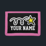 Pink star wallet for girls | Personalizable name<br><div class="desc">Pink star wallet for girls | Personalizable name | Custom kids gifts. Sporty kids design. Personalised with name or monogram. Fun gift idea for teen children into playing sports. Personalised present with name or initials. Girly pink and other colours available.</div>