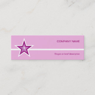 Pink Star white line pale pink skinny Mini Business Card