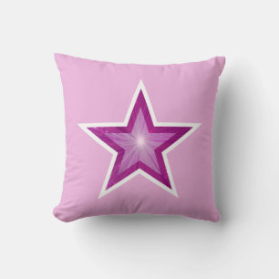 Pink Star White square pale pink white back Cushion