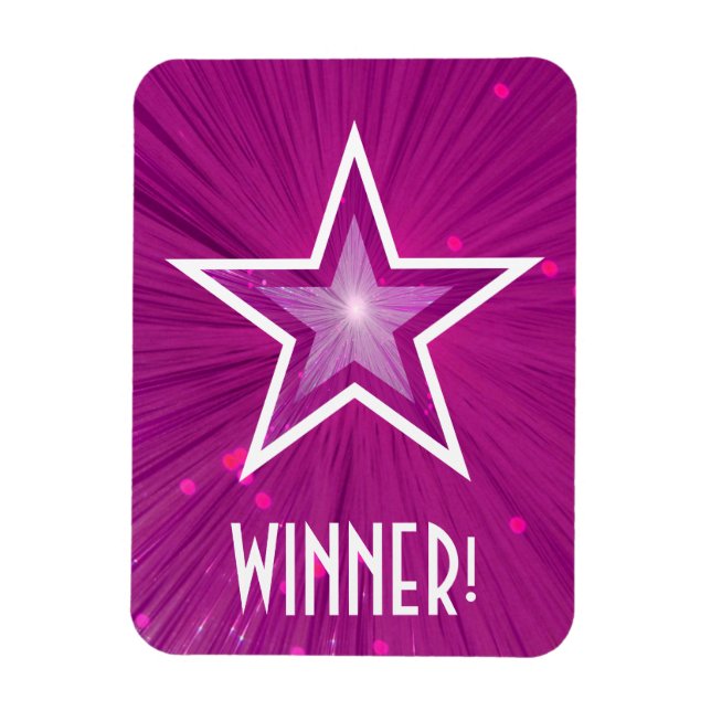 Pink Star 'Winner!' flexible magnet (Vertical)
