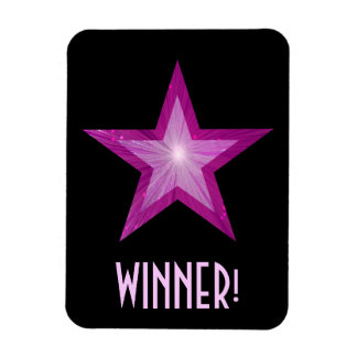 Pink Star 'Winner!' flexible magnet black