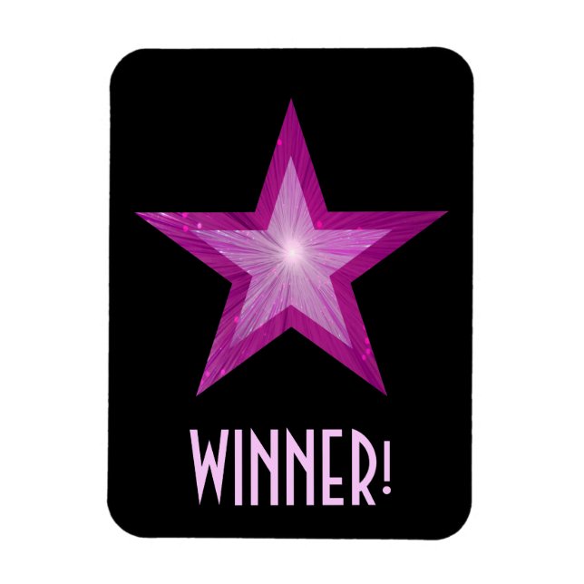 Pink Star 'Winner!' flexible magnet black (Vertical)