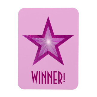 Pink Star 'Winner!' flexible magnet pale pink