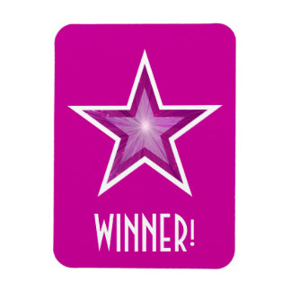 Pink Star 'Winner!' flexible magnet pink