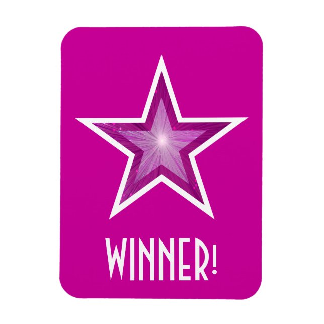 Pink Star 'Winner!' flexible magnet pink (Vertical)