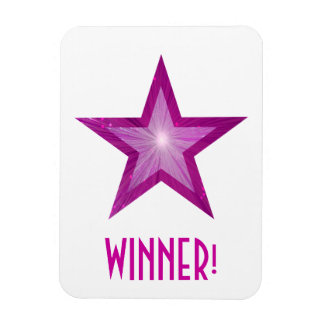 Pink Star 'Winner!' flexible magnet white