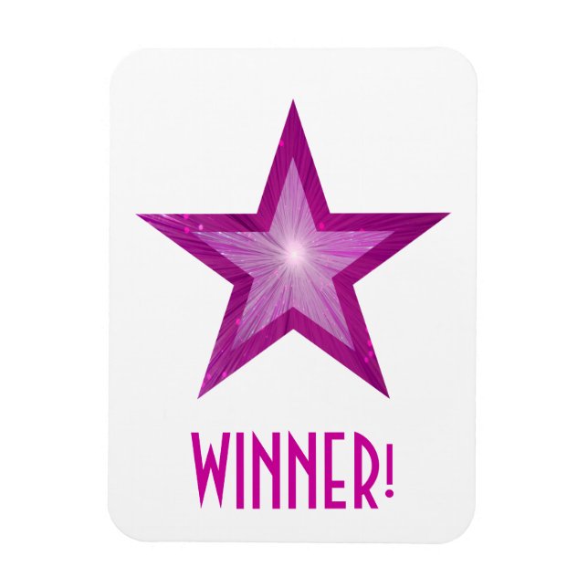 Pink Star 'Winner!' flexible magnet white (Vertical)