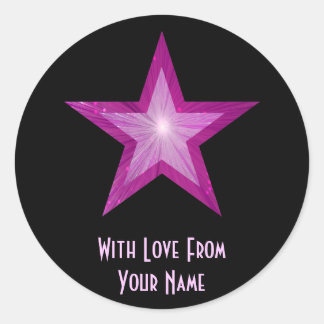 Pink Star 'With Love From'' round sticker black