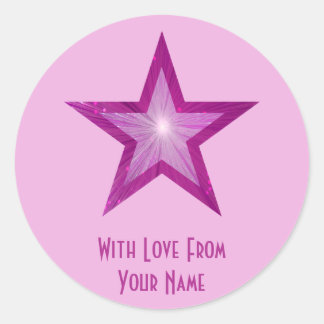 Pink Star 'With Love From'' round sticker pink