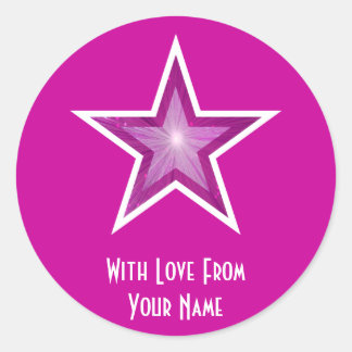 Pink Star 'With Love From'' round sticker pink
