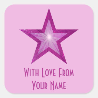 Pink Star 'With Love From'' square sticker pink