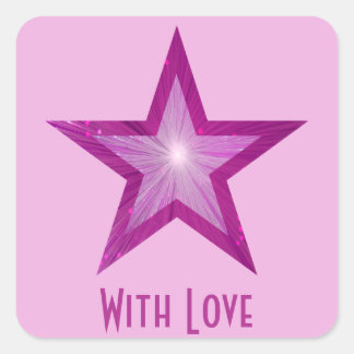Pink Star 'With Love'' square sticker pink