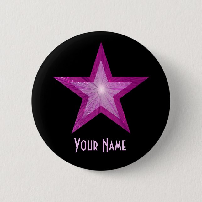 Pink Star 'Your Name' button black (Front)