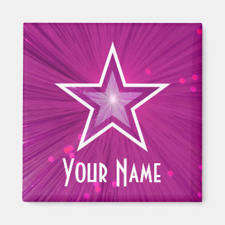 Pink Star 'Your Name' fridge magnet square