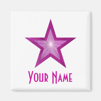 Pink Star 'Your Name' fridge magnet square white
