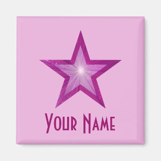 Pink Star 'Your Name' magnet square pale pink