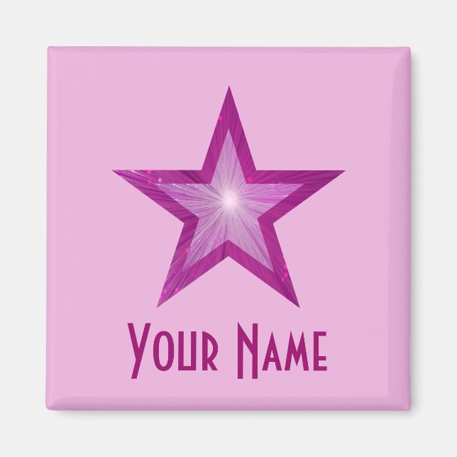 Pink Star 'Your Name' magnet square pale pink (Front)