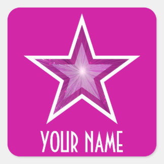 Pink Star 'Your Name'' square sticker pink