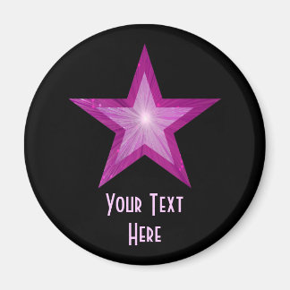 Pink Star 'Your Text' fridge magnet black