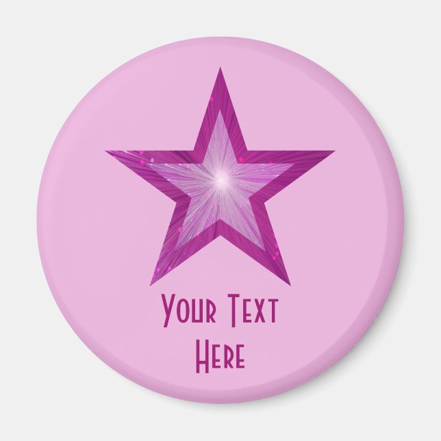 Pink Star 'Your Text' fridge magnet pale pink (Front)