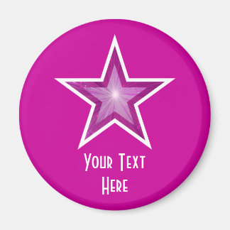 Pink Star 'Your Text' fridge magnet pink