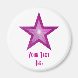 Pink Star 'Your Text' fridge magnet white