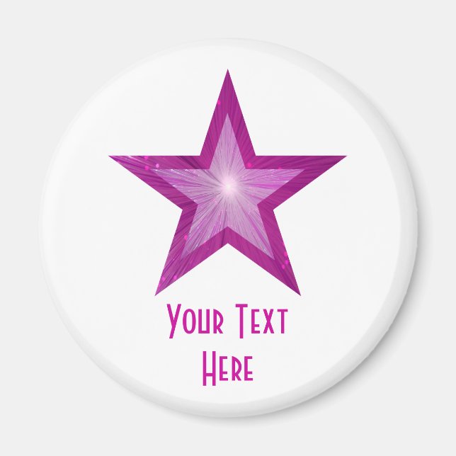 Pink Star 'Your Text' fridge magnet white (Front)