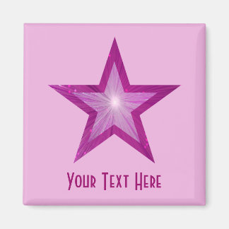 Pink Star 'Your Text' magnet square pale pink