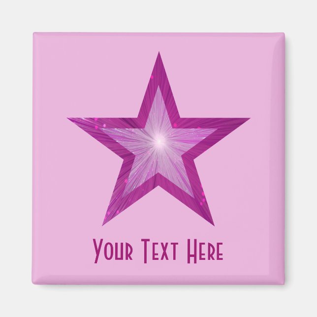 Pink Star 'Your Text' magnet square pale pink (Front)