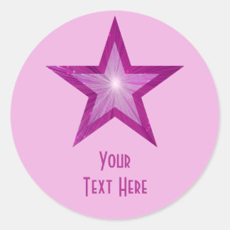 Pink Star 'Your Text' round sticker pale pink