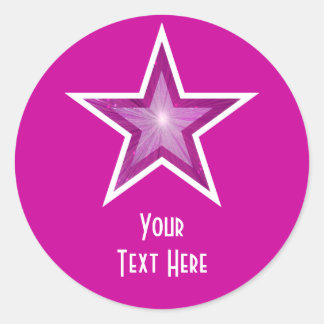Pink Star 'Your Text' round sticker pink
