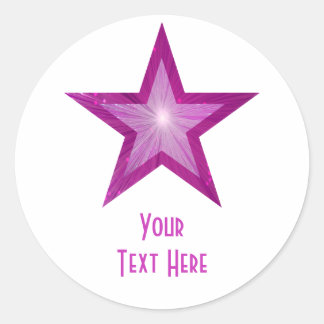 Pink Star 'Your Text' round sticker white