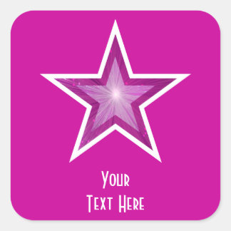 Pink Star 'Your Text' square sticker pink